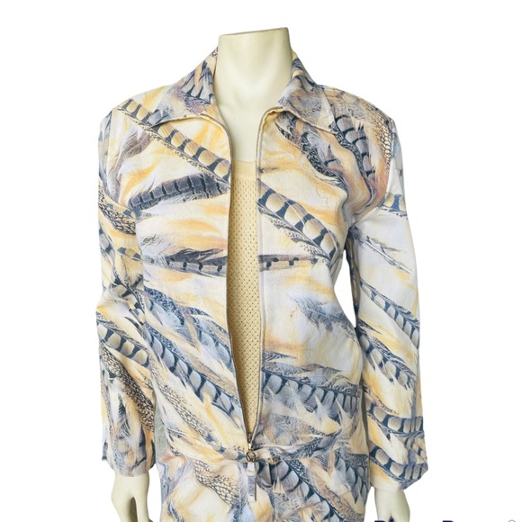 St. John Sport Womens Feather Print Twill Zip Jacket And Pants Set. - Picture 4 of 13